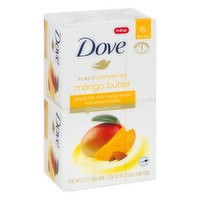 Dove Beauty Bars, Glowing, Mango Butter & Almond Butter, 6 Each