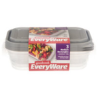 GoodCook Everyware Containers + Lids, Medium Rectangles, 3 Each