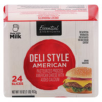 Essential Everyday Cheese Slices, American, Deli Style, 24 Each