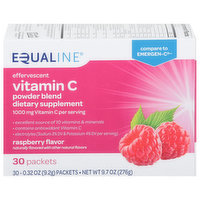 Equaline Vitamin C Powder Blend, Effervescent, 1000 mg, Packets, Raspberry Flavor, 30 Each