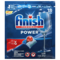 Finish Automatic Dishwasher Detergent, Power, Tabs, 18 Each