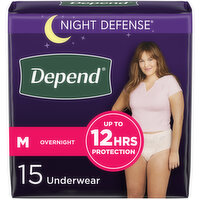 Depend Fresh Protection Incontinence Underwear for Women, Overnight, 15 Each