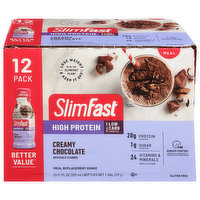 SlimFast High Protein Meal Replacement Shake, Creamy Chocolate, 12 Each