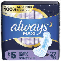 Always Maxi Always Maxi Overnight Pads with Wings, Size 5, 27, 27 Each