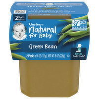 Gerber Natural for Baby Green Bean, Sitter 2nd Foods, 2 Pack