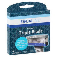 Equaline EasyFit Cartridges, Triple Blade, 4 Each