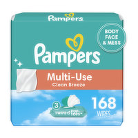 Pampers Multi-Use Baby Wipes Multi-Use Clean Breeze 3X Pop-Top Packs 168 Count, 168 Each