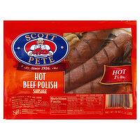 Scott Pete Beef Polish Sausage, Hot, 20 Ounce