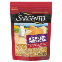 Sargento Off the Block Shredded Cheese, 4 Cheese Mexican, Fine Cut, 8 Ounce