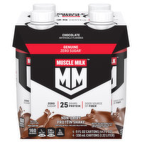 Muscle Milk Protein Shake, Non-Dairy, Chocolate, Genuine, 4 Each