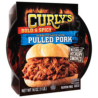 Curly's Barbecue Sauce with Pulled Pork, Bold & Spicy, 16 Ounce