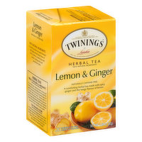 Twinings Herbal Tea, Lemon & Ginger, Tea Bags, 20 Each