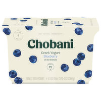 Chobani Yogurt, Nonfat, Greek, Blueberry, Value 4 Pack, 4 Each