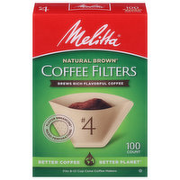 Melitta Coffee Filters, No. 4, Natural Brown, 100 Each