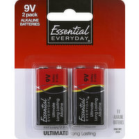 Essential Everyday Batteries, Alkaline, 9V, 2 Pack, 2 Each