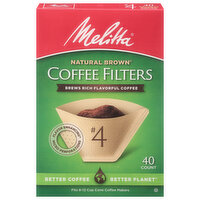 Melitta Coffee Filters, No. 4, Natural Brown, 40 Each