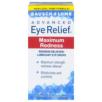 Bausch + Lomb Eye Relief Lubricant Eye Drops, Maximum Redness, Advanced, Sterile, 0.5 Fluid ounce