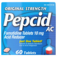 Pepcid AC Acid Reducer, Original Strength, 10 mg, Tablets, 60 Each