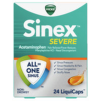 Vicks Vicks Sinex Severe LiquiCaps, All-in-One Sinus Relief, Over-the-Counter Medicine, 24 Ct, 24 Each