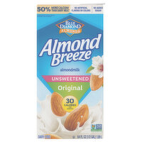 Almond Breeze Almondmilk, Original, Unsweetened, 64 Ounce