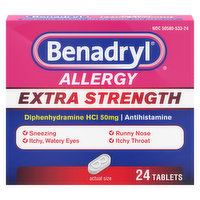 Benadryl Allergy, Extra Strength, Tablets, 24 Each