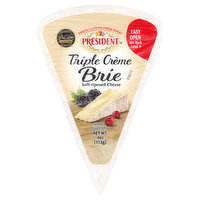 President Cheese, Soft-Ripened, Brie, Triple Creme, 4 Ounce