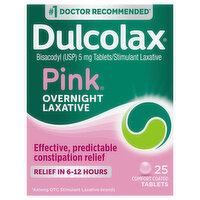 Dulcolax Pink Laxative, Overnight, Tablets, 5 mg, 25 Each