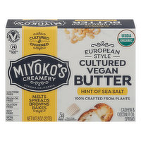 Miyoko's Creamery Vegan Butter, Cultured, Hint of Sea Salt, European Style, 8 Ounce