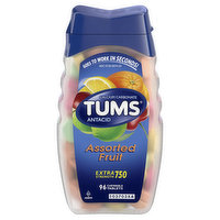 Tums Antacid, Extra Strength 750, Chewable Tablets, Assorted Fruit, 96 Each