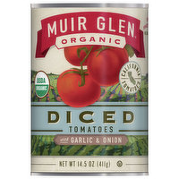 Muir Glen Tomatoes, Organic, Garlic & Onion, Diced, 14.5 Ounce