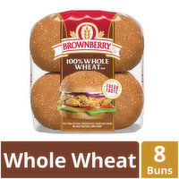 Brownberry Brownberry Whole Grains 100% Whole Wheat Sandwich Buns, 8 count, 16 oz, 16 Ounce