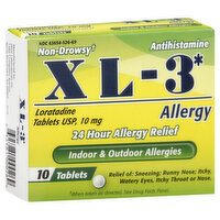 XL 3 Allergy Relief, 24 Hour, Non-Drowsy, 10 mg, Tablets, 10 Each