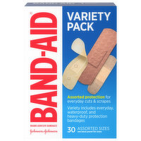 Band-Aid Adhesive Bandages, Variety Pack, 30 Each