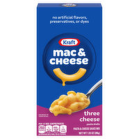 Kraft Mac & Cheese, Three Cheese, Pasta Shells, 7.25 Ounce