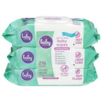 Baby Basics Baby Wipes, Soft & Thick, Unscented, 3 Each