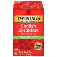 Twinings Twinings of London English Breakfast Decaffeinated 100% Pure Black Tea 20 CT, 1.41 Ounce