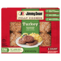 Jimmy Dean Sausage Patties, Turkey, Fully Cooked, 8 Each