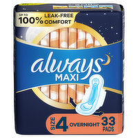 Always Maxi Always Maxi Overnight Pads with Wings, Size 4, 33, 33 Each