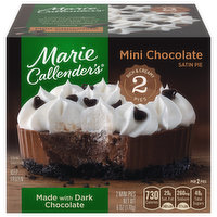Marie Callender's Frozen Mini Pie Dessert, 2 Mini Chocolate Satin Pies, 2 Each