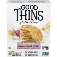 GOOD THINS Parmesan & Garlic Rice & Cheese Snacks Gluten Free Crackers, 3.5 Ounce