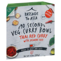 Passage to Asia Veg Curry Bowl, Thai Red Curry with Jasmine Rice, Mild, 90 Second, 9.9 Ounce