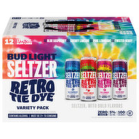 Bud Light Seltzer Retro Tie Dye Seltzer, Assorted, Variety Pack, 12 Each