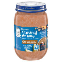 Gerber Natural for Baby Oatmeal, Pear Peach, Grain & Grow, Crawler (8+ Months) 3rd Foods, 6 Ounce