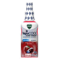 Vicks Sore Throat Vicks VapoCOOL Sore Throat Spray, Powerful Sore Throat Numbing Relief, Soothes Throat Pain, Fast-Acting, With Benzocaine & Menthol - Oral Anesthetics, Berry Flavor, 6 FL OZ, 1 Ounce