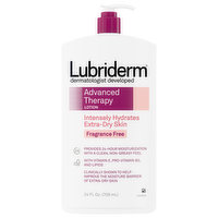 Lubriderm Lotion, Advanced Therapy, Fragrance Free, 24 Fluid ounce