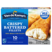 Van de Kamp's Crispy Battered 100% Whole Fish Fillets, Frozen, 10 Each