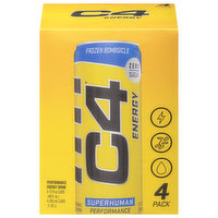 C4 Energy Drink, Performance, Zero Sugar, Frozen Bombsicle, 4 Pack, 4 Each