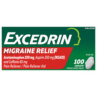 Excedrin Pain Reliever/Pain Reliever Aid, Migraine Relief, Caplets, 100 Each
