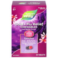 Nature's Way Umcka Cold + Flu, Homeopathic, Berry Flavored, Tablets, 20 Each