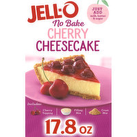 Jell-O Cherry Cheesecake Dessert Kit with Cherry Topping, Filling Mix & Crust Mix, 17.8 Ounce